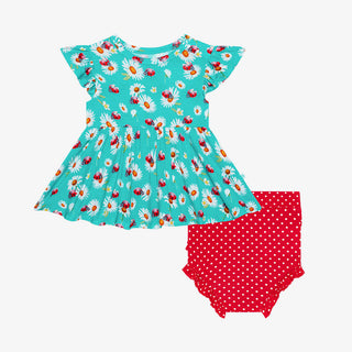 Posh Peanut Ladybug Ruffled Capsleeve Basic Peplum Top & Bloomer Set, Posh Peanut, Ladybug, Ladybugs, Posh Peanut, Posh Peanut Bummie Set, Posh Peanut Ladybug, Posh Peanut Peplum Top & Bloome