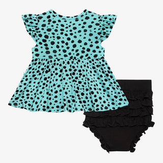 Posh Peanut Pebbles Ruffled Capsleeve Basic Peplum Top & Bloomer Set, Posh Peanut, Posh Peanut, Posh Peanut Bummie Set, Posh Peanut Pebbles, Posh Peanut Pebbles Ruffled Capsleeve Basic Peplum