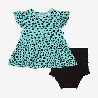Posh Peanut Pebbles Ruffled Capsleeve Basic Peplum Top & Bloomer Set, Posh Peanut, Posh Peanut, Posh Peanut Bummie Set, Posh Peanut Pebbles, Posh Peanut Pebbles Ruffled Capsleeve Basic Peplum
