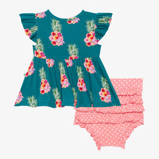 Posh Peanut Ananans Ruffled Capsleeve Henley Peplum Top & Bloomer Set, Posh Peanut, Posh Peanut, Posh Peanut Ananans, Posh Peanut Ananans Ruffled Capsleeve Henley Peplum Top & Bloomer Set, Po