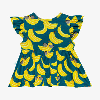 Posh Peanut Bananas Ruffled Capsleeve Henley Peplum Top & Bloomer Set, Posh Peanut, Posh Custom Sale, Posh Peanut, Posh Peanut Bananas, Posh Peanut Bananas Ruffled Capsleeve Henley Peplum Top