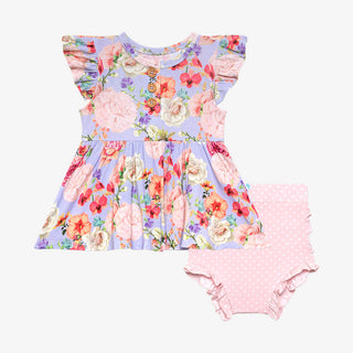 Posh Peanut Bellamy Ruffled Capsleeve Henley Peplum Top & Bloomer Set, Posh Peanut, Posh Peanut, Posh Peanut Bummie Set, Posh Peanut Peplum Top & Bloomer Set, Posh Peanut Ruffled Capsleeve He