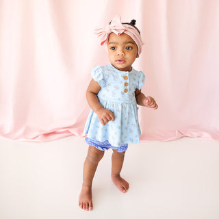 Posh Peanut Grace Ruffled Capsleeve Henley Peplum Top & Bloomer Set, Posh Peanut, Posh Peanut, Posh Peanut Bummie Set, Posh Peanut Grace, Posh Peanut Grace Ruffled Capsleeve Henley Peplum Top