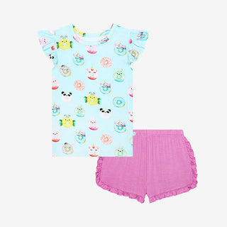 Posh Peanut Donuts Basic Ruffled Capsleeve Top & Ruffled Varsity Short, Posh Peanut, Donuts, Posh Peanut, Posh Peanut Basic Ruffled Capsleeve Top & Ruffled Varsity Short, Posh Peanut Donuts, 