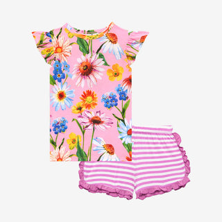 Posh Peanut Kaileigh Basic Ruffled Capsleeve Top & Ruffled Varsity Short, Posh Peanut, Posh Custom Sale, Posh Peanut, Posh Peanut Basic Ruffled Capsleeve Top & Ruffled Varsity Short, Posh Pea