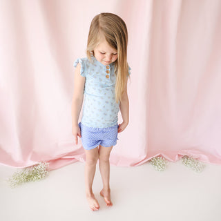 Posh Peanut Grace Henley Ruffled Capsleeve Top & Ruffled Varsity Short, Posh Peanut, Posh Peanut, Posh Peanut Grace, Posh Peanut Grace Henley Ruffled Capsleeve Top & Ruffled Varsity Short, Po