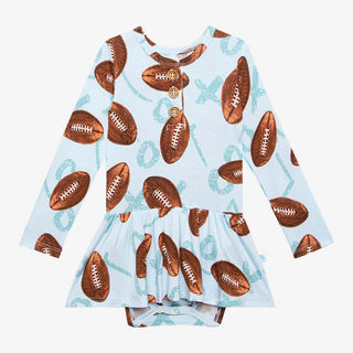 Posh Peanut Field Day L/S Henley Twirl Skirt Bodysuit, Posh Peanut, Football, Posh Peanut, Posh Peanut Dress, Posh Peanut Fall 2021, Posh Peanut Field Day, Posh Peanut Field Day L/S Henley Tw