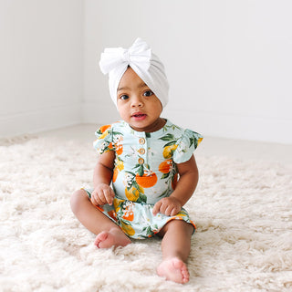 Posh Peanut Mirabella Ruffled Capsleeve Henley Twirl Bodysuit, Posh Peanut, Posh Peanut, Posh Peanut Mirabella, Posh Peanut Mirabella Ruffled Caplseeve Henley Twirl Bodysuit, Posh Peanut S/S 