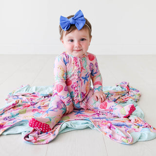 Posh Peanut Coral Ruffled Zippered Footie, Posh Peanut, Posh Custom Sale, Posh Peanut, Posh Peanut Coral, Posh Peanut Coral Ruffled Zippered Footie, Posh Peanut Footie, Posh Peanut Footie wit