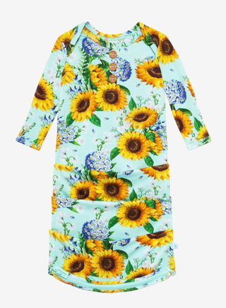Posh Peanut Sunny Wood Button Zippered Gown, Posh Peanut, Posh Custom Sale, Posh Peanut, Posh Peanut Gown, Posh Peanut Sunflower, Posh Peanut Sunflowers, Posh Peanut Sunny, Posh Peanut Sunny 