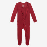 Posh Peanut Bordeaux Waffle Ruffled Zippered Footie, Posh Peanut, Posh Peanut, Posh Peanut Bordeaux, Posh Peanut Bordeaux Waffle, Posh Peanut Fall 2021, Posh Peanut fall 3, Posh Peanut Footie