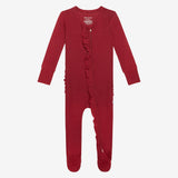 Posh Peanut Bordeaux Waffle Ruffled Zippered Footie, Posh Peanut, Posh Peanut, Posh Peanut Bordeaux, Posh Peanut Bordeaux Waffle, Posh Peanut Fall 2021, Posh Peanut fall 3, Posh Peanut Footie