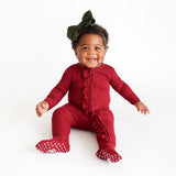 Posh Peanut Bordeaux Waffle Ruffled Zippered Footie, Posh Peanut, Posh Peanut, Posh Peanut Bordeaux, Posh Peanut Bordeaux Waffle, Posh Peanut Fall 2021, Posh Peanut fall 3, Posh Peanut Footie