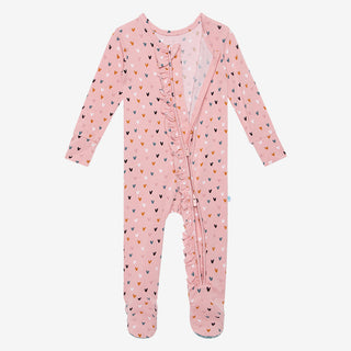 Posh Peanut Cassidy Ruffled Zippered Footie, Posh Peanut, Heart, Hearts, Posh Peanut, Posh Peanut Cassidy, Posh Peanut Cassidy Ruffled Zippered Footie, Posh Peanut Fall 2021, Posh Peanut Foot