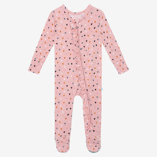 Posh Peanut Cassidy Ruffled Zippered Footie, Posh Peanut, Heart, Hearts, Posh Peanut, Posh Peanut Cassidy, Posh Peanut Cassidy Ruffled Zippered Footie, Posh Peanut Fall 2021, Posh Peanut Foot