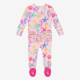 Posh Peanut Coral Ruffled Zippered Footie, Posh Peanut, Posh Custom Sale, Posh Peanut, Posh Peanut Coral, Posh Peanut Coral Ruffled Zippered Footie, Posh Peanut Footie, Posh Peanut Footie wit