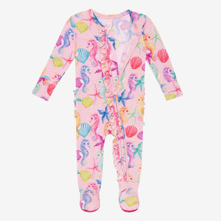 Posh Peanut Coral Ruffled Zippered Footie, Posh Peanut, Posh Custom Sale, Posh Peanut, Posh Peanut Coral, Posh Peanut Coral Ruffled Zippered Footie, Posh Peanut Footie, Posh Peanut Footie wit