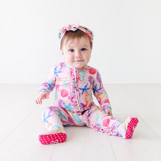 Posh Peanut Coral Ruffled Zippered Footie, Posh Peanut, Posh Custom Sale, Posh Peanut, Posh Peanut Coral, Posh Peanut Coral Ruffled Zippered Footie, Posh Peanut Footie, Posh Peanut Footie wit