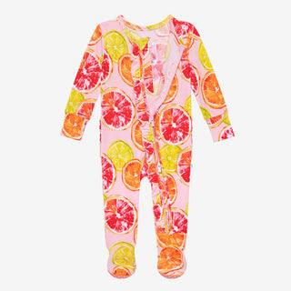 Posh Peanut Citrine Ruffled Zippered Footie, Posh Peanut, Posh Peanut, Posh Peanut Citrine, Posh Peanut Citrine Ruffled Zippered Footie, Posh Peanut Footie, Posh Peanut Footie with Zipper, Po