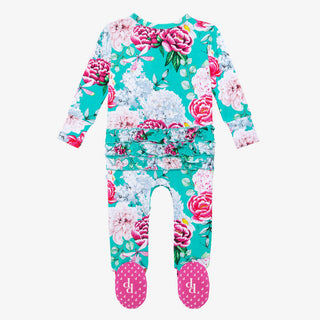 Posh Peanut Eloise Ruffled Zippered Footie, Posh Peanut, cf-size-12-18-months, cf-type-footie, cf-vendor-posh-peanut, Posh Custom Sale, Posh Peanut, Posh Peanut Eloise, Posh Peanut Eloise Ruf