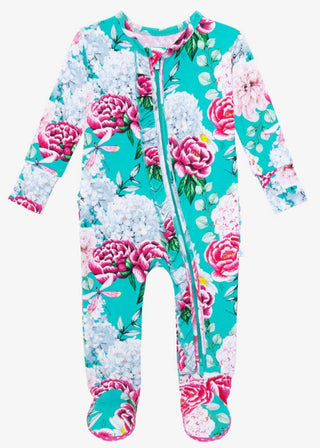 Posh Peanut Eloise Ruffled Zippered Footie, Posh Peanut, cf-size-12-18-months, cf-type-footie, cf-vendor-posh-peanut, Posh Custom Sale, Posh Peanut, Posh Peanut Eloise, Posh Peanut Eloise Ruf