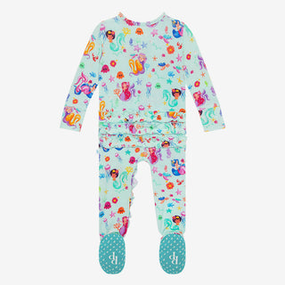 Posh Peanut Kai Ruffled Zippered Footie, Posh Peanut, Mermaid, Mermaids, Posh Custom Sale, Posh Peanut, Posh Peanut Footie, Posh Peanut Footie with Zipper, Posh Peanut Kai, Posh Peanut Kai Ru