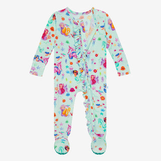 Posh Peanut Kai Ruffled Zippered Footie, Posh Peanut, Mermaid, Mermaids, Posh Custom Sale, Posh Peanut, Posh Peanut Footie, Posh Peanut Footie with Zipper, Posh Peanut Kai, Posh Peanut Kai Ru