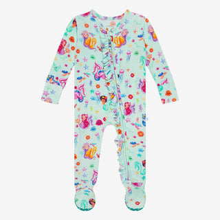 Posh Peanut Kai Ruffled Zippered Footie, Posh Peanut, Mermaid, Mermaids, Posh Custom Sale, Posh Peanut, Posh Peanut Footie, Posh Peanut Footie with Zipper, Posh Peanut Kai, Posh Peanut Kai Ru