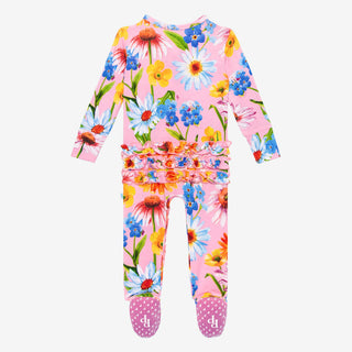 Posh Peanut Kaileigh Ruffled Zippered Footie, Posh Peanut, Posh Custom Sale, Posh Peanut, Posh Peanut Footie, Posh Peanut Footie with Zipper, Posh Peanut Kaighleigh, Posh Peanut Kaighleigh Ru