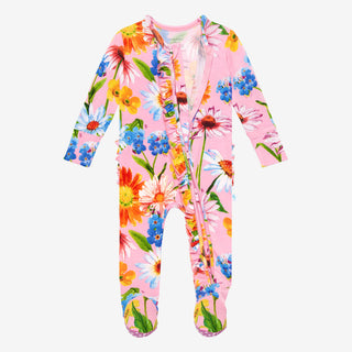 Posh Peanut Kaileigh Ruffled Zippered Footie, Posh Peanut, Posh Custom Sale, Posh Peanut, Posh Peanut Footie, Posh Peanut Footie with Zipper, Posh Peanut Kaighleigh, Posh Peanut Kaighleigh Ru