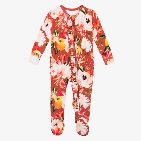 Posh Peanut Leonora Ruffled Zippered Footie, Posh Peanut, Posh Peanut, Posh Peanut Fall 2021, Posh Peanut Footie, Posh Peanut Footie with Zipper, Posh Peanut Leonora, Posh Peanut Retailer Exc