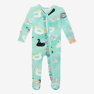 Posh Peanut Lenny Ruffled Zippered Footie, Posh Peanut, Posh Peanut, Posh Peanut Footie, Posh Peanut Footie with Zipper, Posh Peanut Lenny, Posh Peanut Lenny Ruffled Zippered Footie, Posh Pea