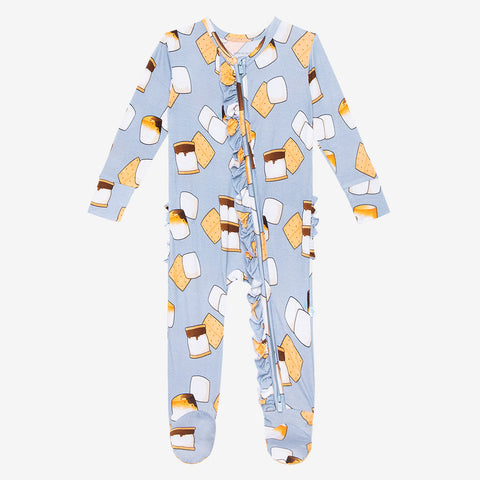 Posh Peanut Marshal Ruffled Zippered Footie, Posh Peanut, Posh Peanut, Posh Peanut Fall 2021, Posh Peanut Footie, Posh Peanut Footie with Zipper, Posh Peanut Marshal, Posh Peanut Retailer Exc