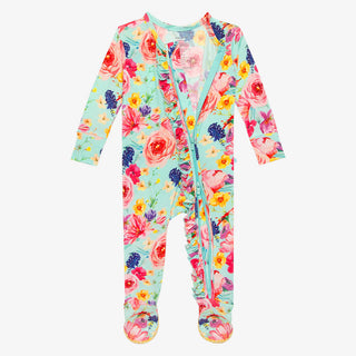 Posh Peanut Olivia Mae Ruffled Zippered Footie, Posh Peanut, Posh Peanut, Posh Peanut Footie, Posh Peanut Footie with Zipper, Posh Peanut Olivia Mae, Posh Peanut Olivia Mae Ruffled Zippered F