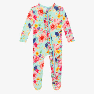 Posh Peanut Olivia Mae Ruffled Zippered Footie, Posh Peanut, Posh Peanut, Posh Peanut Footie, Posh Peanut Footie with Zipper, Posh Peanut Olivia Mae, Posh Peanut Olivia Mae Ruffled Zippered F