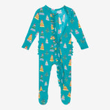 Posh Peanut Sierra Ruffled Zippered Footie, Posh Peanut, Jolly Holiday Sale, Pajamas, Posh Peanut, Posh Peanut Fall 2021, Posh Peanut Fall 3, Posh Peanut Footie, Posh Peanut Footie with Zippe