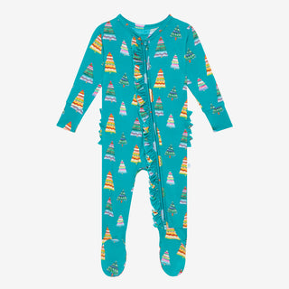 Posh Peanut Sierra Ruffled Zippered Footie, Posh Peanut, Jolly Holiday Sale, Pajamas, Posh Peanut, Posh Peanut Fall 2021, Posh Peanut Fall 3, Posh Peanut Footie, Posh Peanut Footie with Zippe