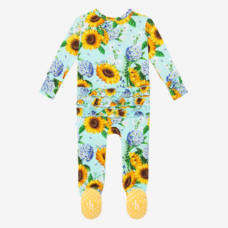 Posh Peanut Sunny Ruffled Zippered Footie, Posh Peanut, Posh Custom Sale, Posh Peanut, Posh Peanut Footie, Posh Peanut Footie with Zipper, Posh Peanut Ruffled Zippered Footie, Posh Peanut Sun
