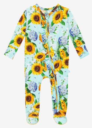 Posh Peanut Sunny Ruffled Zippered Footie, Posh Peanut, Posh Custom Sale, Posh Peanut, Posh Peanut Footie, Posh Peanut Footie with Zipper, Posh Peanut Ruffled Zippered Footie, Posh Peanut Sun