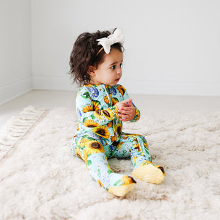Posh Peanut Sunny Ruffled Zippered Footie, Posh Peanut, Posh Custom Sale, Posh Peanut, Posh Peanut Footie, Posh Peanut Footie with Zipper, Posh Peanut Ruffled Zippered Footie, Posh Peanut Sun