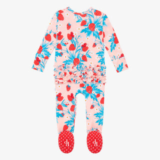 Posh Peanut Strawberry Ruffled Zippered Footie, Posh Peanut, Posh Peanut, Posh Peanut Footie, Posh Peanut Footie with Zipper, Posh Peanut Ruffled Zippered Footie, Posh Peanut Strawberry, Posh