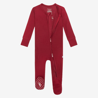 Posh Peanut Bordeaux Waffle Zippered Footie, Posh Peanut, cf-size-9-12-months, cf-type-footie, cf-vendor-posh-peanut, Posh Peanut, Posh Peanut Bordeaux, Posh Peanut Bordeaux Waffle, Posh Pean