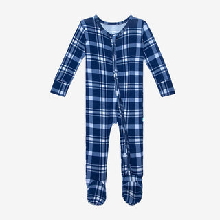 Posh Peanut Owen Zippered Footie, Posh Peanut, Blue Plaid, Posh Peanut, Posh Peanut Blue Plaid, Posh Peanut Fall 2021, Posh Peanut Footie, Posh Peanut Footie with Zipper, Posh Peanut Owen, Po