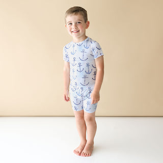 Posh Peanut Anchors Away S/S Basic Loungewear with Shorts, Posh Peanut, Pajama, Pajamas, Posh Peanut, Posh Peanut Anchors Away, Posh Peanut Anchors Away S/S Basic Loungewear with Shorts, Posh
