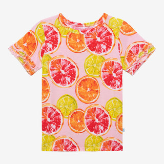 Posh Peanut Citrine Basic S/S Micro Ruffled T-Shirt & Micro Ruffled Shorts PJ, Posh Peanut, Pajama, Pajamas, Posh Peanut, Posh Peanut Basic Loungewear with Shorts, Posh Peanut Basic S/S Micro