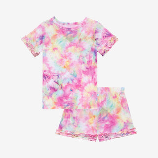 Posh Peanut Joplin Basic S/S Micro Ruffled T-Shirt & Micro Ruffled Shorts PJ, Posh Peanut, Pajama, Pajamas, Posh Peanut, Posh Peanut Basic Loungewear with Shorts, Posh Peanut Basic S/S Micro 