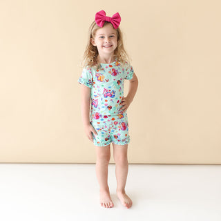 Posh Peanut Kai Basic S/S Micro Ruffled T-Shirt & Micro Ruffled Shorts PJ, Posh Peanut, Mermaid, Mermaids, Pajama, Pajamas, Posh Custom Sale, Posh Peanut, Posh Peanut Basic Loungewear with Sh