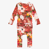 Posh Peanut Leonora L/S Ruffled Henley Romper, Posh Peanut, cf-size-3-6-months, cf-size-6-9-months, cf-type-romper, cf-vendor-posh-peanut, Long Sleeve Ruffled Romper, Posh Peanut, Posh Peanut