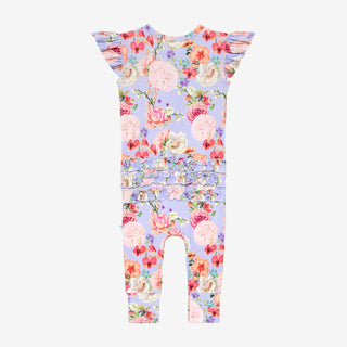 Posh Peanut Bellamy Ruffled Capsleeve Henley Romper, Posh Peanut, Posh Peanut, Posh Peanut Bellamy, Posh Peanut Bellamy Ruffled Capsleeve Henley Romper, Posh Peanut Romper, Posh Peanut Ruffle