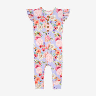 Posh Peanut Bellamy Ruffled Capsleeve Henley Romper, Posh Peanut, Posh Peanut, Posh Peanut Bellamy, Posh Peanut Bellamy Ruffled Capsleeve Henley Romper, Posh Peanut Romper, Posh Peanut Ruffle